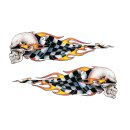 Aufkleber-Set Totenkopf Flammen Flagge 8,5 x 2,5 cm...