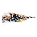 Set di adesivi Testa di morto Bandiera fiammeggiante 8,5 x 2,5 cm – Skull Flame Flag Sticker Set