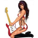 Aufkleber Rock Pin Up Girl mit Gitarre und Tattoos Ready...