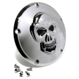 Skull Derbycover Kupplungsdeckel Clutch Totenkopf Chrom f&uuml;r Harley Twin Cam 99-