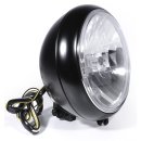 7" Headlight Black H4 Clear Lens Custom f. Harley...