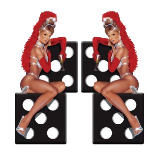 Aufkleber-Set Show Pin Up Girls 15,5 x 7,5 cm W&uuml;rfel Sexy Kabarett Decal Sticker