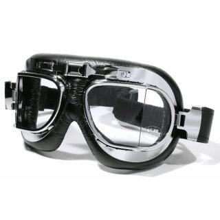 leicht getönte Motorrad Classicbrille Motorradbrille eckig Oldtimer Cabrio chrom 