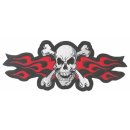 Toppa Teschio con fiamme rosse 31 x 14  cm Skull Red Flames Patch