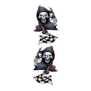 Aufkleber-Set Sensenmann Zielfahne 20 x 12,5 cm Reaper Race Flag Decal Sticker 
