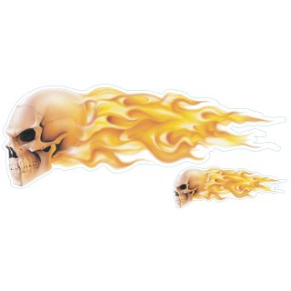 Aufkleber-Set Flammen Totenkopf Links Airbrush 28 x 10 cm Flame Skull Left