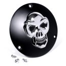 3D Skull Kupplungsdeckel für Harley -98 Evo Shovel Totenkopf Derbycover Schwarz