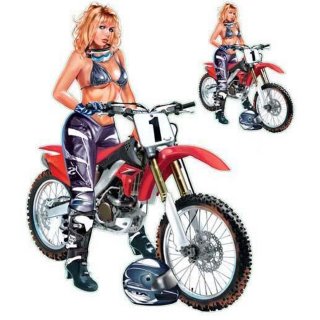 Aufkleber-Set Enduro Pin Up Girl Rot 17 x 12  cm Do it in the Mud Sexy Motocross