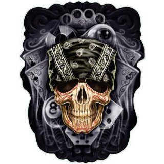 Aufkleber Totenkopf Kopftuch W&uuml;rfel 17 x 13 cm Sticker Bandana Skull Decal