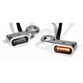 Mini indicatore LED cromato manubrio per Harley Softail 2016- V Rod E-Glide 09-