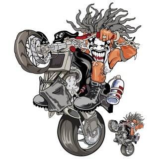 Aufkleber-Set Gemeiner Motorrad Clown 17 x 13 cm Mean Streetfighter Clown Decal