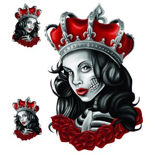 Aufkleber-Set Totenkopf K&ouml;nigin 16 x 9,5 cm Queen of Skull Sticker Decal
