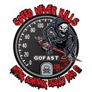 Sticker Skull Speedometer Speed Never Kills 7,5 x 6,5 cm...
