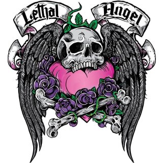 Aufkleber Totenkopf Tödlicher Engel 7,5 x 6,5 cm Winged Heart Skull Sticker