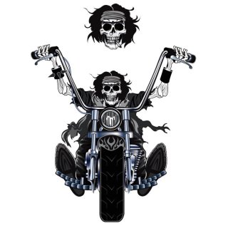 Aufkleber Knochenmann am Moped 9 x 6 cm Sticker Reaper Biker Decal