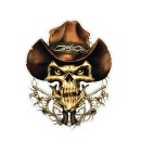 Autocollant Cowboy Skull 8 x 6,5 cm Crâne Casque...
