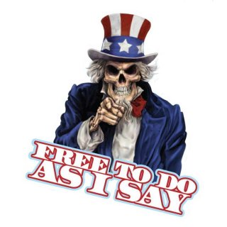 Aufkleber Totenkopf Uncle Sam 8 x 6 cm Sicker Free to do AS I SAY Sticker Decal