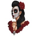 Autocollant Pin Up Girl masque Roses 8,5 x 6 cm Day of...