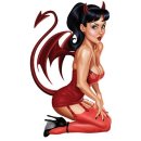 Adesivo Pin Up Girl donna diavolo 9 x 5 cm Sticker Devil...