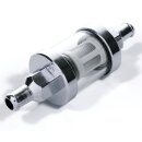 Benzinfilter Chrom 6mm High Flow Schauglas Performance f Harley US Car Universal