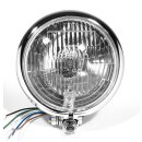 5¾" Scheinwerfer Chrom H4 Bates-Style für Harley Suzuki Universal ECE