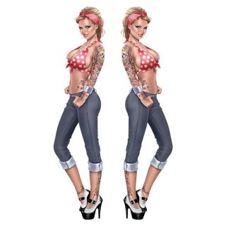 Aufkleber Set Pin Up Girl Sexy Blond High Heels 9 x 2,2 cm Hot Rod Diva Sticker