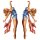 Aufkleber Set Pin Up Girl Tanzende Amerikanerin 7,5 x 2,5 cm Sticker USA Decal