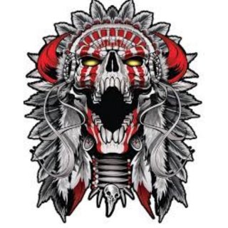 Aufkleber Indianer Totenkopf 8 x 6,5 cm Indian Skull Sticker