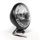 5¾" Headlight BlackH4 Clear Glas Lens Bates-Style Universal ECE Chopper Harley