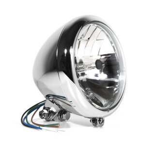 5¾" Headlight Chrome H4 clear lens Springer Design ECE Universal HD