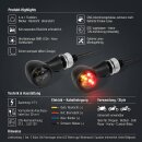 3en1 Intermitente-Trasera-Freno Luz LED Micro Aluminio tintado negro ECE Chopper