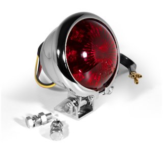 Fanale Faro Bates-Style cromo rosso LED universale Bobber Chopper Custom HD