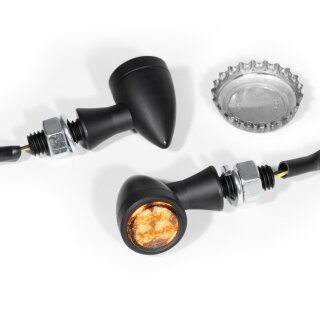 Mini-Indicatore Micro Bullet LED Set Alluminio Nero ECE Chopper Bobber Custom