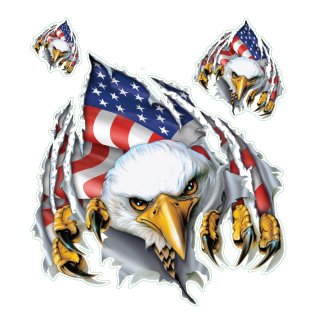 Aufkleber Set Reißender Adler 16 x 15 cm Rip N Tear USA Eagle Sticker Decal