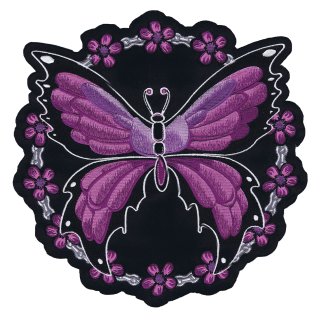 Toppa Farfalla Catena di fiori 24x24 cm Viola Giacca Veste Patch Ricamato XL