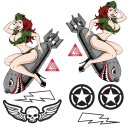 Adesivo-Set Bombe via Pin Up Girl 18x18 cm 9 pezzi Bombs...