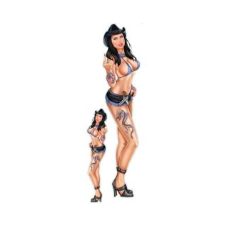 Sticker-Set Middle Finger Babe Pin Up Girl 20 x 4,5 cm Sexy Decal