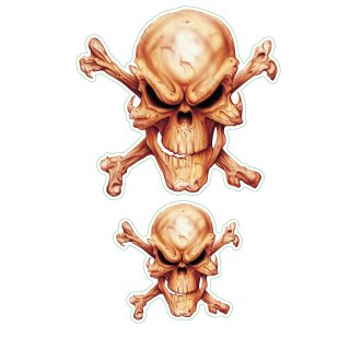 Pegatina-Set Señor Hueso Cráneo 6x7 cm + 4x4,5 cm Mr Bones Skull Decal Sticker