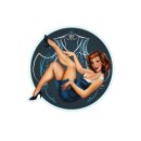 Autocollant Rayures bleues Pin Up Fille 6,5 cm Blue...