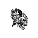Adesivo Diavolo e Dio Cranio 8,5 x 7 cm Evil n God Skulls Sticker Decal