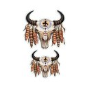 Sticker-Set Cow Skull with Feathers 6 x 6,5 cm Country...