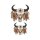 Adesivo-Set Mucca Cranio Piume 6 x 6,5 cm Cow Skull Feathers Decal Sticker