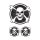 Adesivo-Set Ragnatela Cranio 8 cm + 2 x 3,5 cm Web Skull Decal Sticker