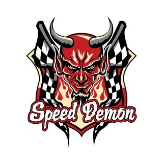 Adesivo Demone della velocità 8 x 6,5 cm Speed Demon Race Devil Decal Sticker