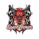 Sticker Speed Demon 8 x 6,5 cm Race Devil Checkered Flag...