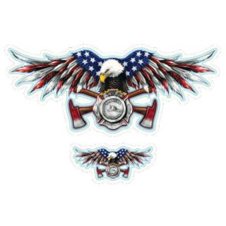 Adesivo-Set USA Vigili del Fuoco Aquila 10,5x4,5cm Fire Department Eagle Sticker