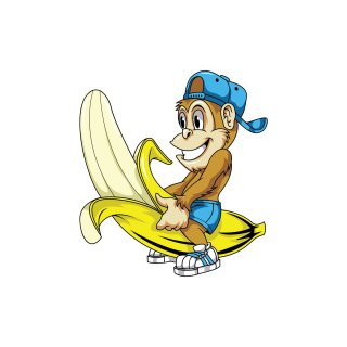 Autocollant Singe Banane 7,3 x 6,8 cm Monkey Banana Decal Sticker