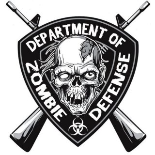 Aufkleber Verteidigung der Zombie-Abteilung 7x7 cm Zombie Department of Defense 