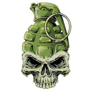 Adesivo Teschio di granata 9 x 5 cm Grenade Skull Mini Decal Sticker
