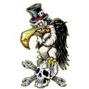 Aufkleber Geier auf Totenkopf 9 x 5 cm Vulture n Skull Mini Decal Sticker